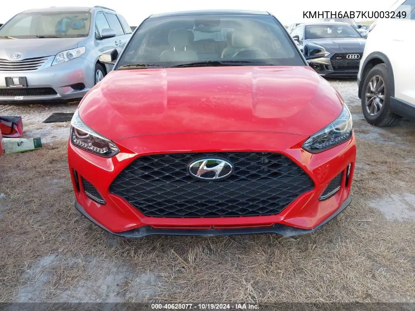 2019 Hyundai Veloster Turbo Ultimate VIN: KMHTH6AB7KU003249 Lot: 40628077