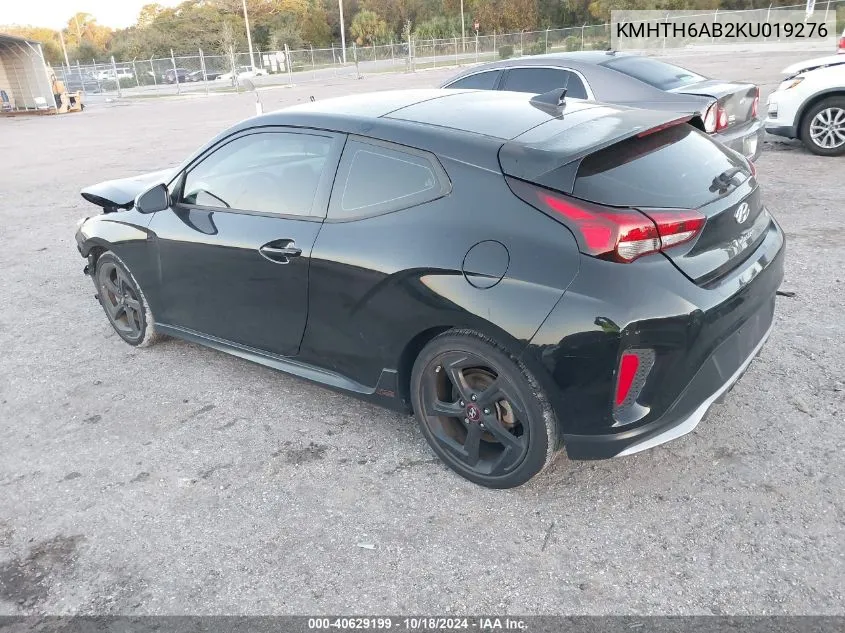 2019 Hyundai Veloster Turbo VIN: KMHTH6AB2KU019276 Lot: 40629199