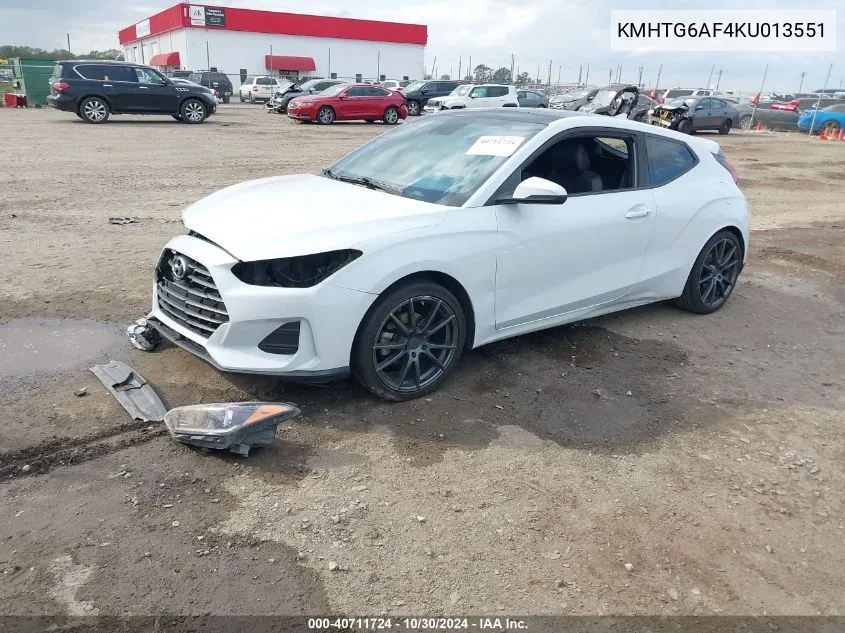 2019 Hyundai Veloster 2.0 Premium VIN: KMHTG6AF4KU013551 Lot: 40711724