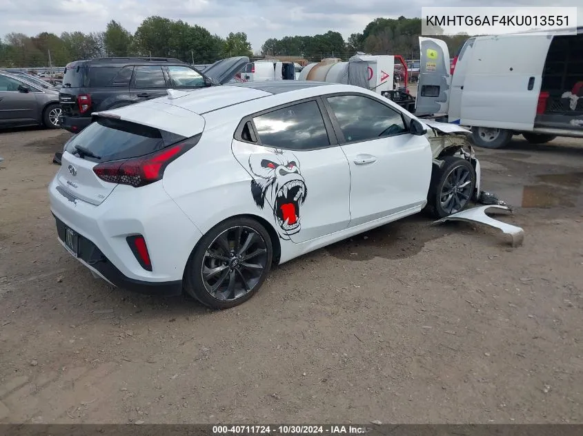 KMHTG6AF4KU013551 2019 Hyundai Veloster 2.0 Premium