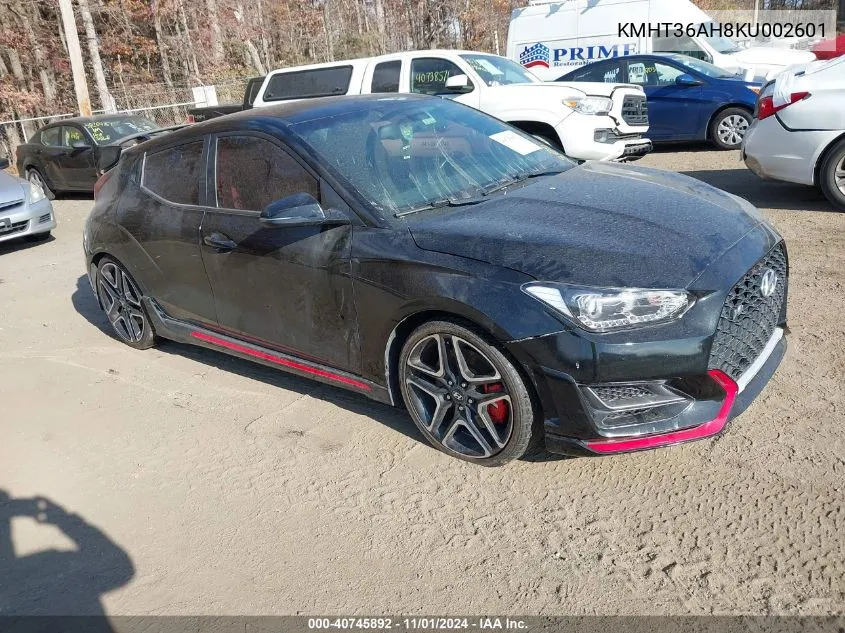 2019 Hyundai Veloster N VIN: KMHT36AH8KU002601 Lot: 40745892