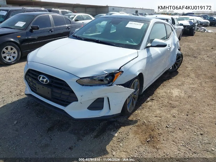 2019 Hyundai Veloster 2.0 Premium VIN: KMHTG6AF4KU019172 Lot: 40791810