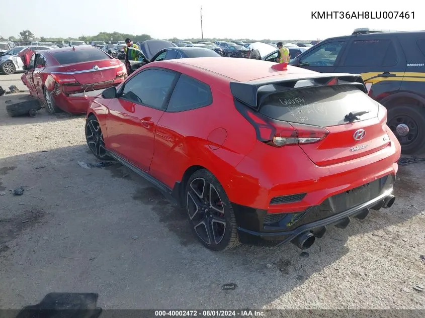 2020 Hyundai Veloster N VIN: KMHT36AH8LU007461 Lot: 40002472