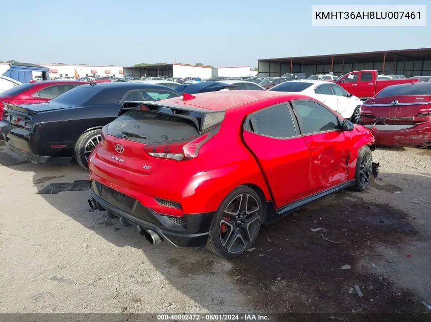 2020 Hyundai Veloster N VIN: KMHT36AH8LU007461 Lot: 40002472