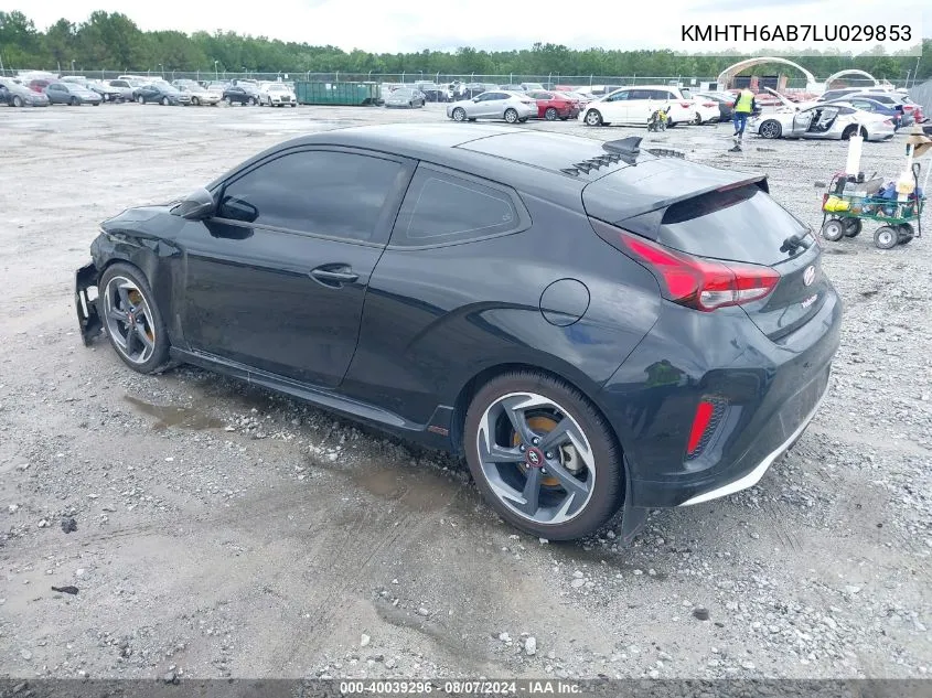 2020 Hyundai Veloster Turbo VIN: KMHTH6AB7LU029853 Lot: 40039296