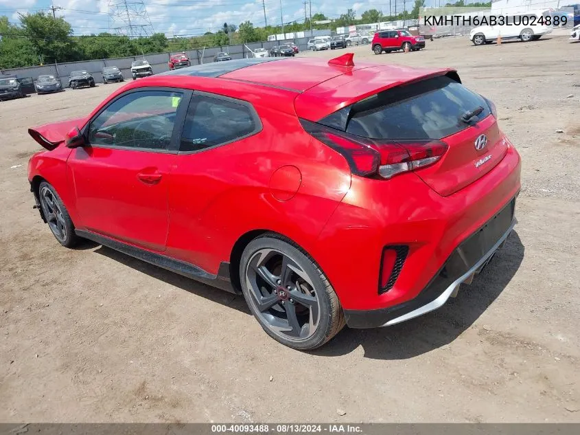 2020 Hyundai Veloster Turbo VIN: KMHTH6AB3LU024889 Lot: 40093488