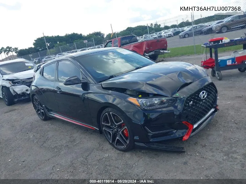 2020 Hyundai Veloster N VIN: KMHT36AH7LU007368 Lot: 40119814