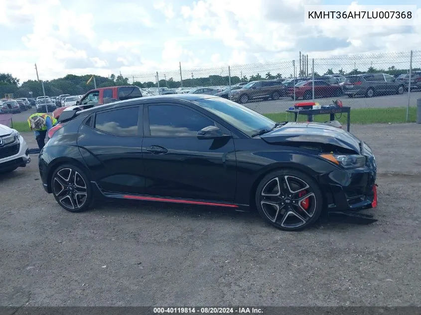 2020 Hyundai Veloster N VIN: KMHT36AH7LU007368 Lot: 40119814