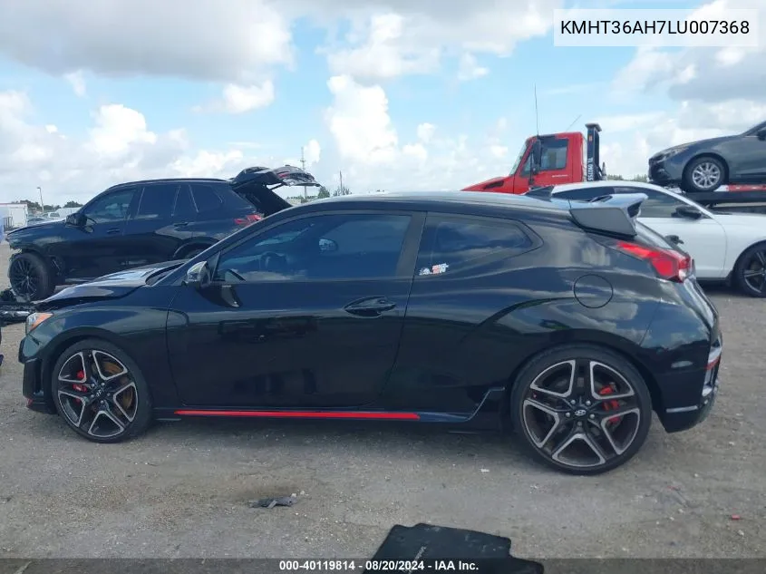 2020 Hyundai Veloster N VIN: KMHT36AH7LU007368 Lot: 40119814