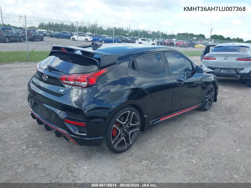 2020 Hyundai Veloster N VIN: KMHT36AH7LU007368 Lot: 40119814