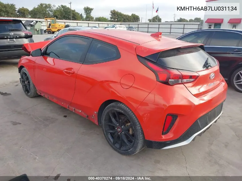 2020 Hyundai Veloster Turbo/Turbo R-Spec/Turbo Ultimate VIN: KMHTH6AB7LU031134 Lot: 40370274