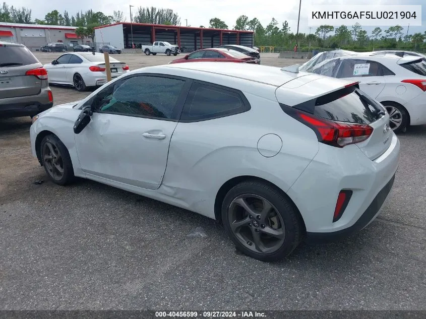 2020 Hyundai Veloster 2.0 VIN: KMHTG6AF5LU021904 Lot: 40456599