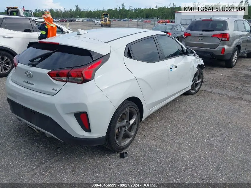 2020 Hyundai Veloster 2.0 VIN: KMHTG6AF5LU021904 Lot: 40456599