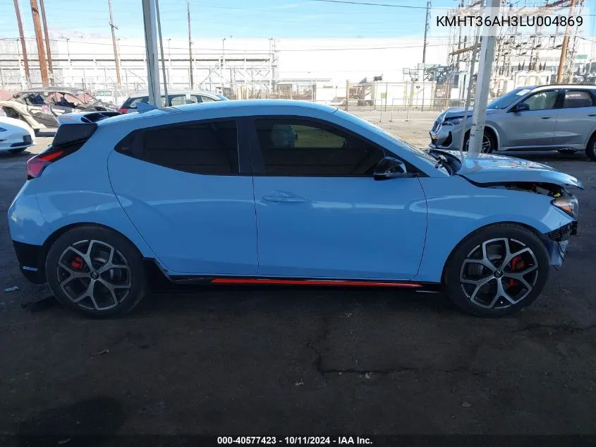 2020 Hyundai Veloster N VIN: KMHT36AH3LU004869 Lot: 40577423