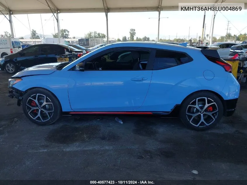 2020 Hyundai Veloster N VIN: KMHT36AH3LU004869 Lot: 40577423