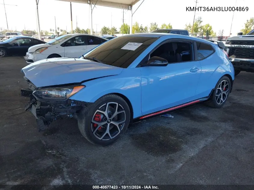 2020 Hyundai Veloster N VIN: KMHT36AH3LU004869 Lot: 40577423