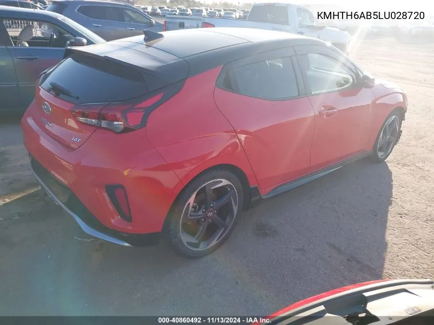 2020 Hyundai Veloster Turbo Ultimate VIN: KMHTH6AB5LU028720 Lot: 40860492