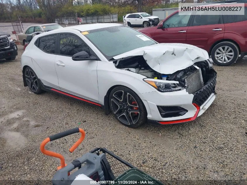 2020 Hyundai Veloster N VIN: KMHT36AH5LU008227 Lot: 40907799