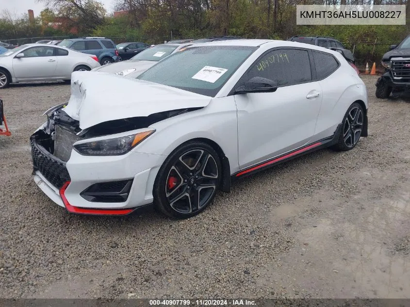 2020 Hyundai Veloster N VIN: KMHT36AH5LU008227 Lot: 40907799