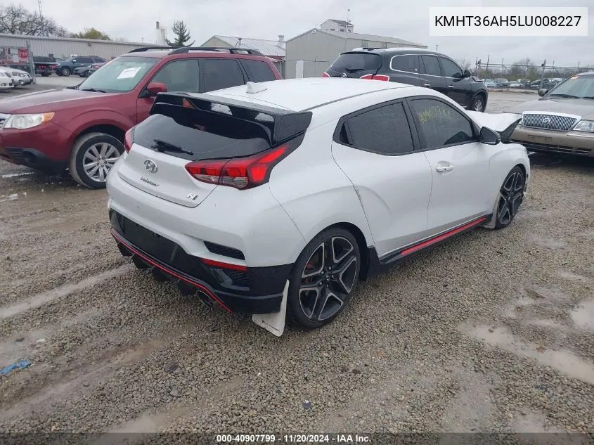 2020 Hyundai Veloster N VIN: KMHT36AH5LU008227 Lot: 40907799