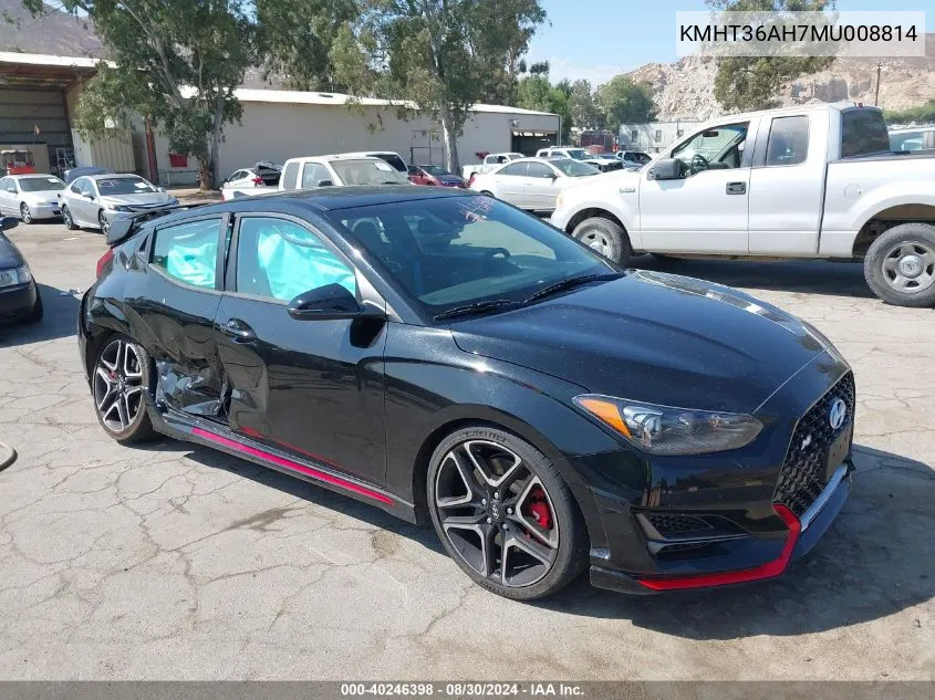 2021 Hyundai Veloster N VIN: KMHT36AH7MU008814 Lot: 40246398