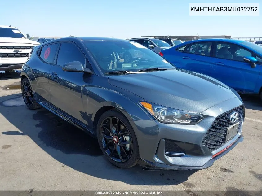 2021 Hyundai Veloster Turbo R-Spec VIN: KMHTH6AB3MU032752 Lot: 40572342