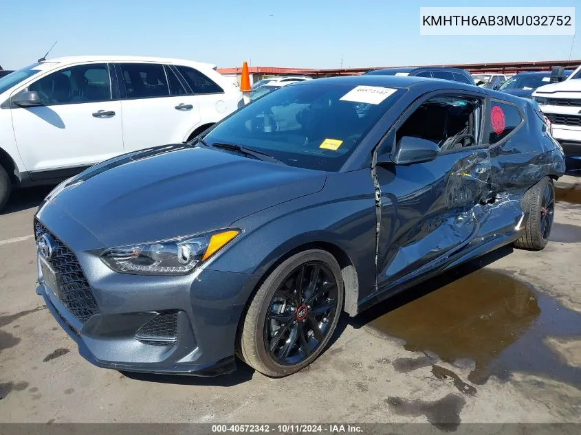 2021 Hyundai Veloster Turbo R-Spec VIN: KMHTH6AB3MU032752 Lot: 40572342