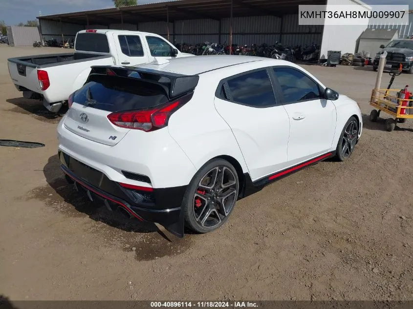 2021 Hyundai Veloster N VIN: KMHT36AH8MU009907 Lot: 40896114