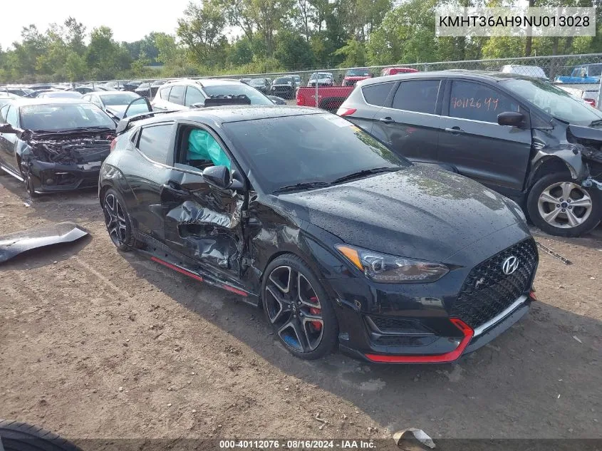 2022 Hyundai Veloster N VIN: KMHT36AH9NU013028 Lot: 40112076