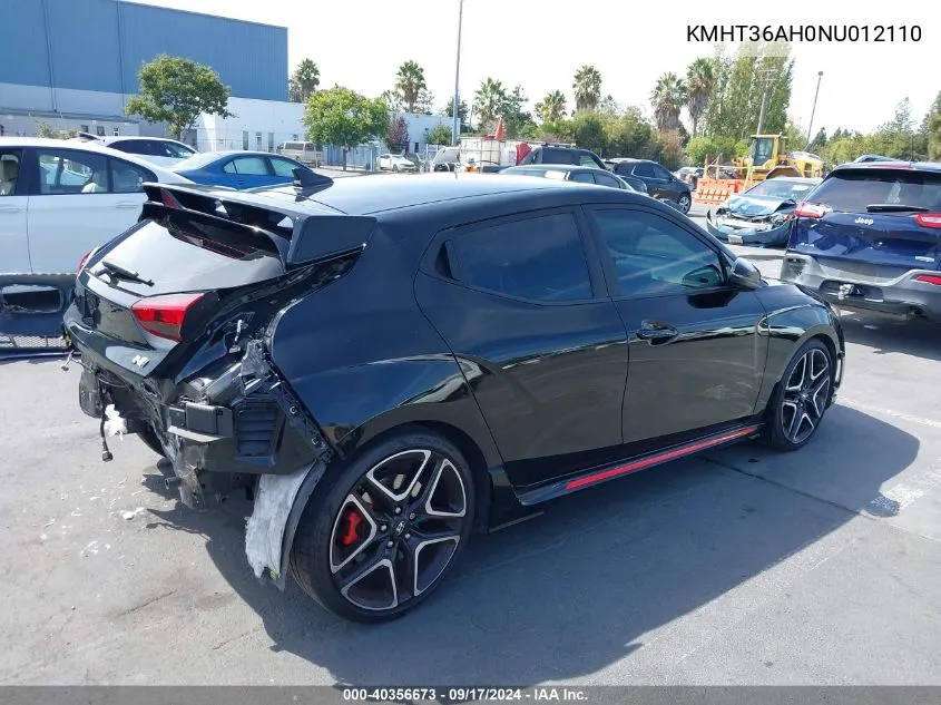 KMHT36AH0NU012110 2022 Hyundai Veloster N