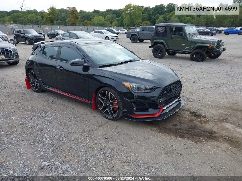 2022 Hyundai Veloster N VIN: KMHT36AH2NU014599 Lot: 40378506