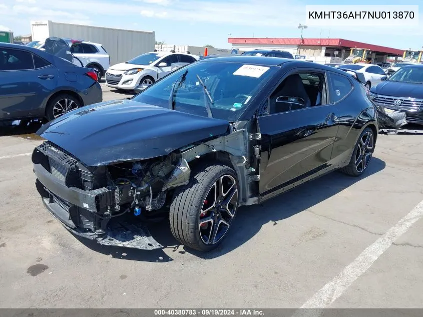 2022 Hyundai Veloster N VIN: KMHT36AH7NU013870 Lot: 40380783