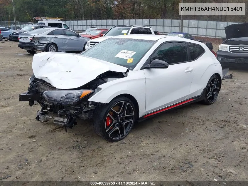 2022 Hyundai Veloster N VIN: KMHT36AH4NU015401 Lot: 40899759