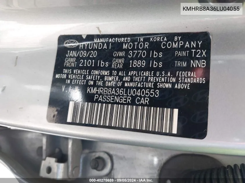 KMHRB8A36LU04055 2020 Hyundai Venue Se