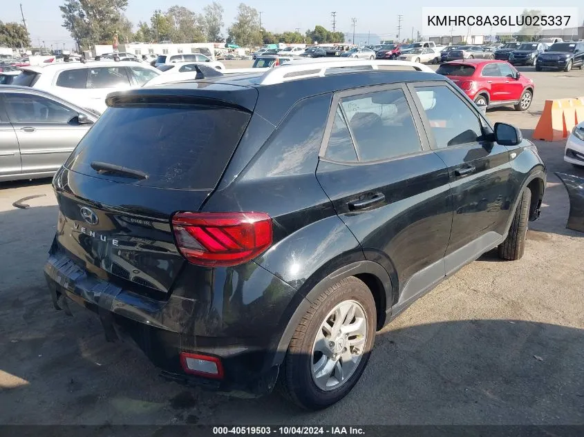 2020 Hyundai Venue Sel VIN: KMHRC8A36LU025337 Lot: 40519503