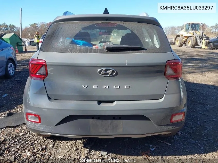 2020 Hyundai Venue Sel VIN: KMHRC8A35LU033297 Lot: 40815689