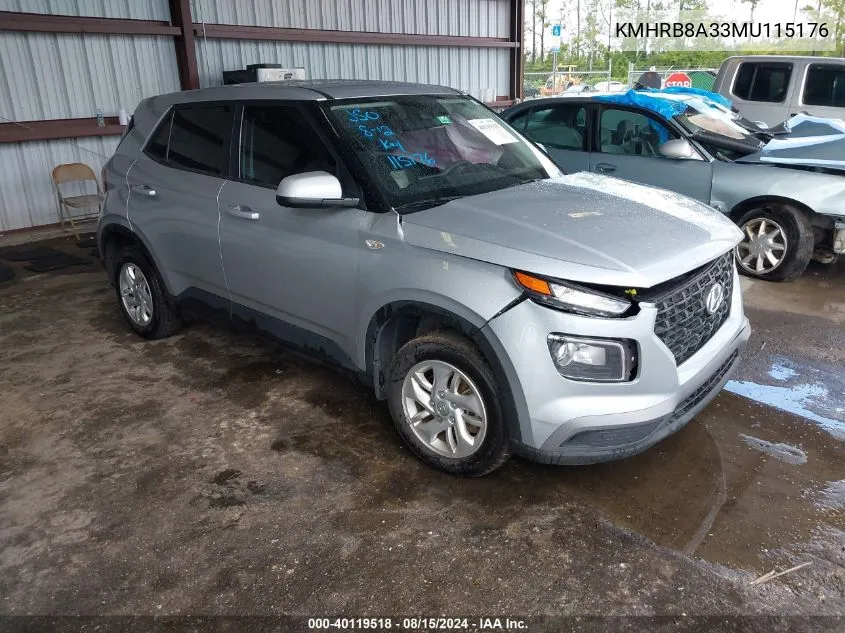 2021 Hyundai Venue Se VIN: KMHRB8A33MU115176 Lot: 40119518