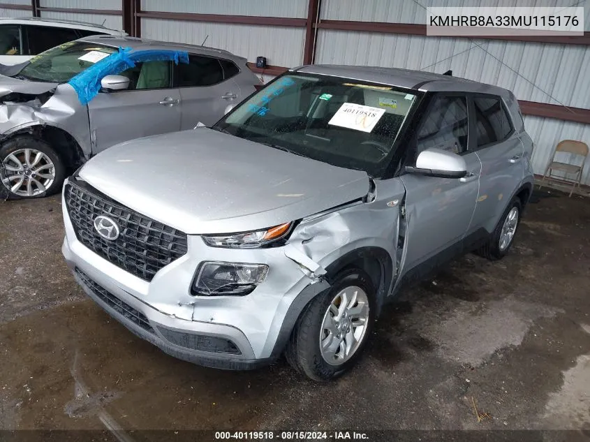 2021 Hyundai Venue Se VIN: KMHRB8A33MU115176 Lot: 40119518