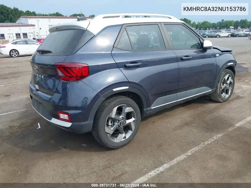 2022 Hyundai Venue Limited VIN: KMHRC8A32NU153786 Lot: 39731731