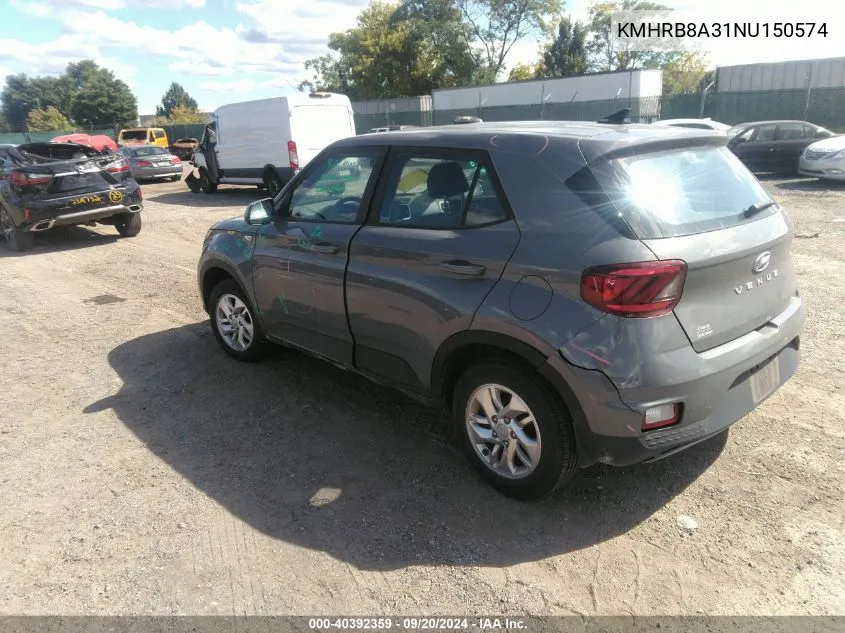 2022 Hyundai Venue Se VIN: KMHRB8A31NU150574 Lot: 40392359