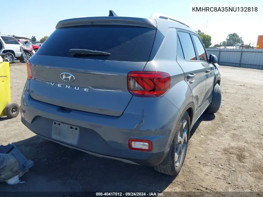 2022 Hyundai Venue Sel/Limited VIN: KMHRC8A35NU132818 Lot: 40417012