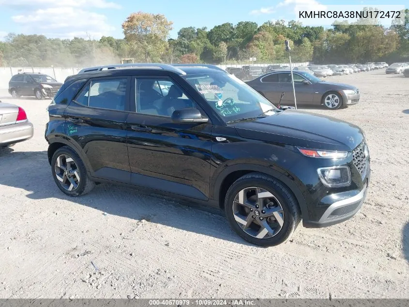 2022 Hyundai Venue Sel VIN: KMHRC8A38NU172472 Lot: 40570979