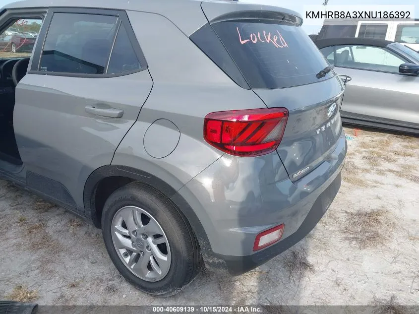 2022 Hyundai Venue Se VIN: KMHRB8A3XNU186392 Lot: 40609139