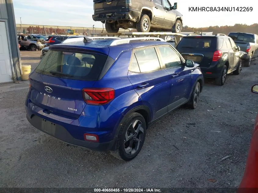 2022 Hyundai Venue Sel/Limited VIN: KMHRC8A34NU142269 Lot: 40650455