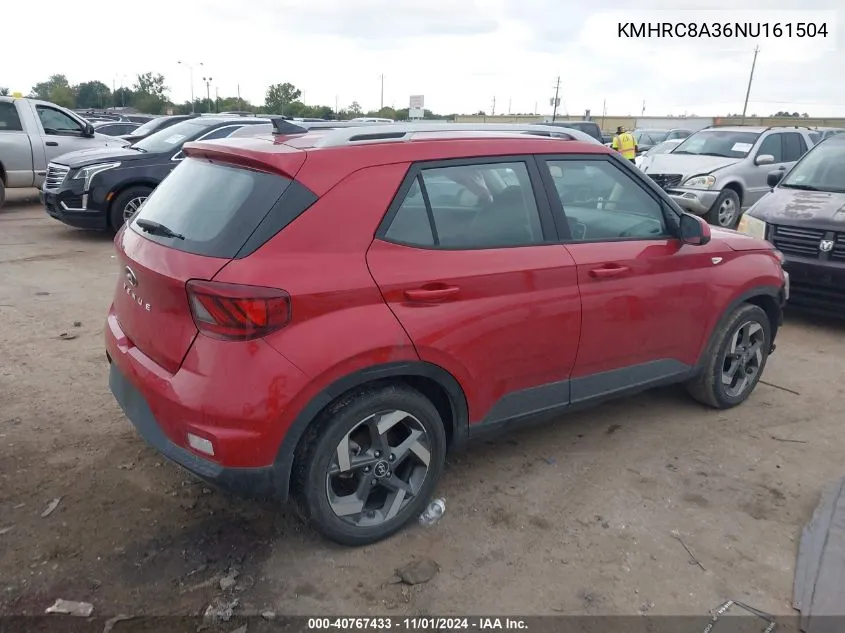 2022 Hyundai Venue Limited VIN: KMHRC8A36NU161504 Lot: 40767433