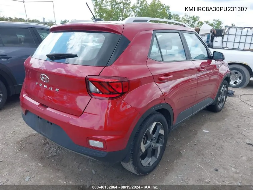 2023 Hyundai Venue Sel VIN: KMHRC8A30PU231307 Lot: 40132864