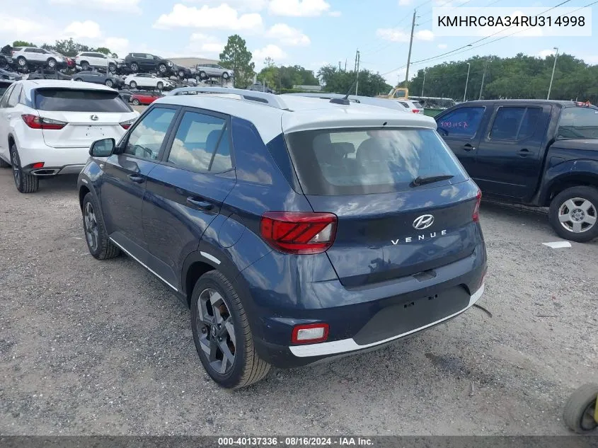 2024 Hyundai Venue Limited VIN: KMHRC8A34RU314998 Lot: 40137336