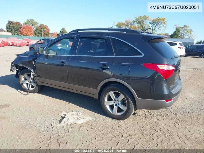 2007 Hyundai Veracruz Gls/Limited/Se VIN: KM8NU73C67U020051 Lot: 40663879