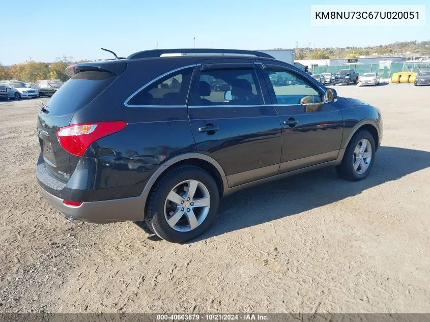 2007 Hyundai Veracruz Gls/Limited/Se VIN: KM8NU73C67U020051 Lot: 40663879