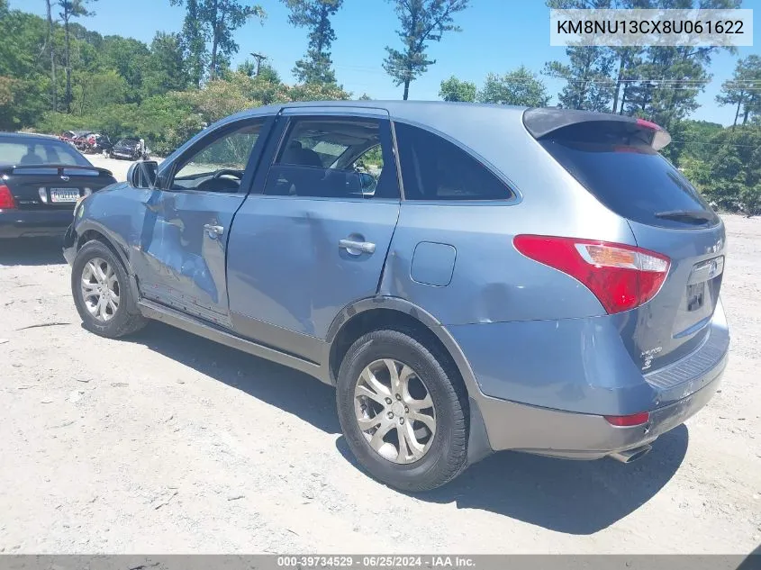 2008 Hyundai Veracruz Gls/Limited/Se VIN: KM8NU13CX8U061622 Lot: 39734529